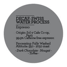 Load image into Gallery viewer, Climpson and Sons - Swiss Water Process Decaf: Sol y Cafe Co-Op, Peru