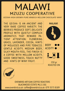 Ovenbird Coffee - Malawi Mzuzu Geisha