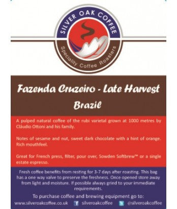 Silver Oak Coffee - Single estate: Fazenda Cruzeiro, Brazil Late Harvest