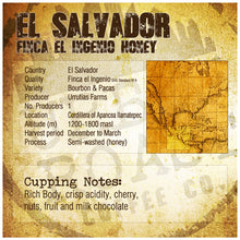 Load image into Gallery viewer, Urban Roast Coffee Co - El Salvador Finca El Ingenio Honey alternate image 1